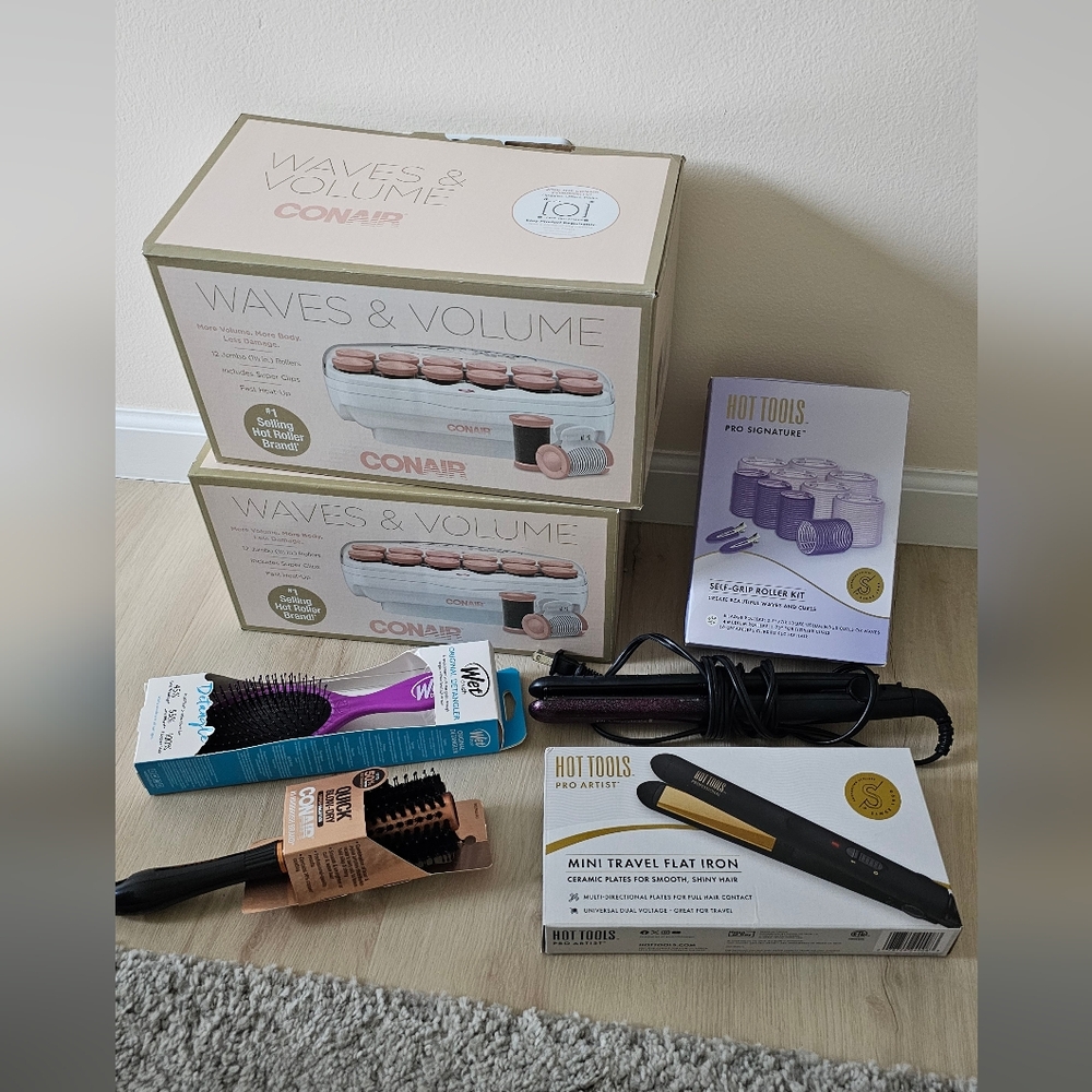 Conair Waves & Volume Hot Rollers Set - Rose Gold/White